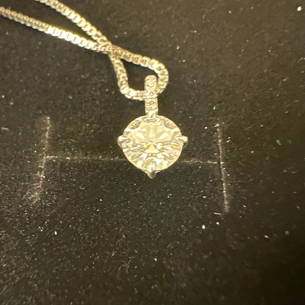 1ctw. Moissanite diamond pendant Silver Necklace by GRA w/ Certificate